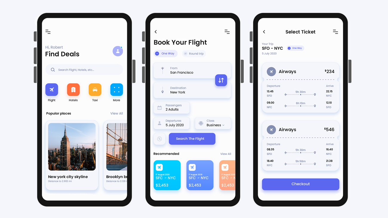 An app for booking flights
