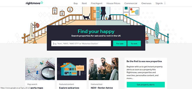 Homepage of Rightmove