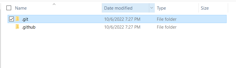 .git folder in the project folder