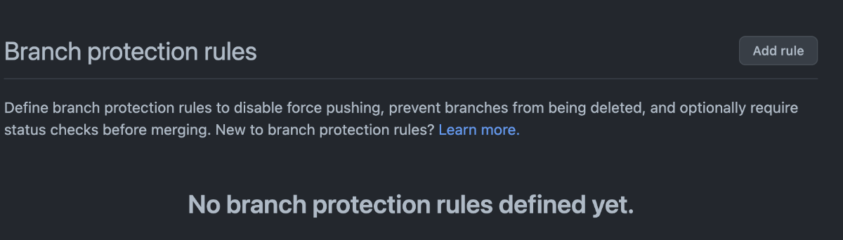 No branch protection rules defined yet.